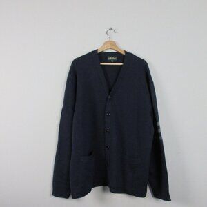 Orvis Merino Wool Button Up Sweater Cardigan V- Neck Men's Navy XXL Grandpa 1140